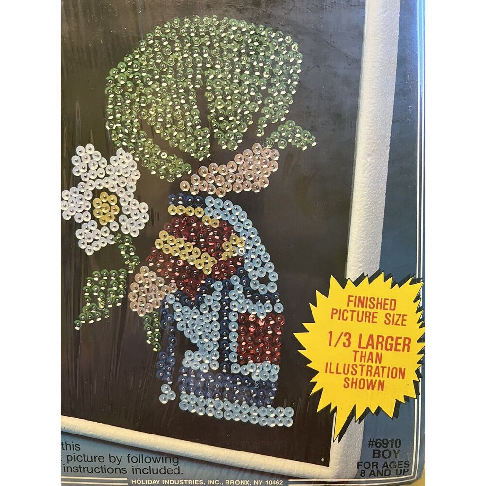 Lee Wards Holiday Spangle Art Eagle Sequin Picture Kit Vintage boy Sequin kit
